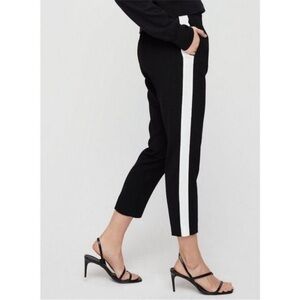 Aritzia Babaton Conan Black Tuxedo Cropped Pants with White Stripe EUC